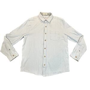 Tailor Vintage Shirt Mens Large Slim Fit Light Blue Coastal Office Work Comfort